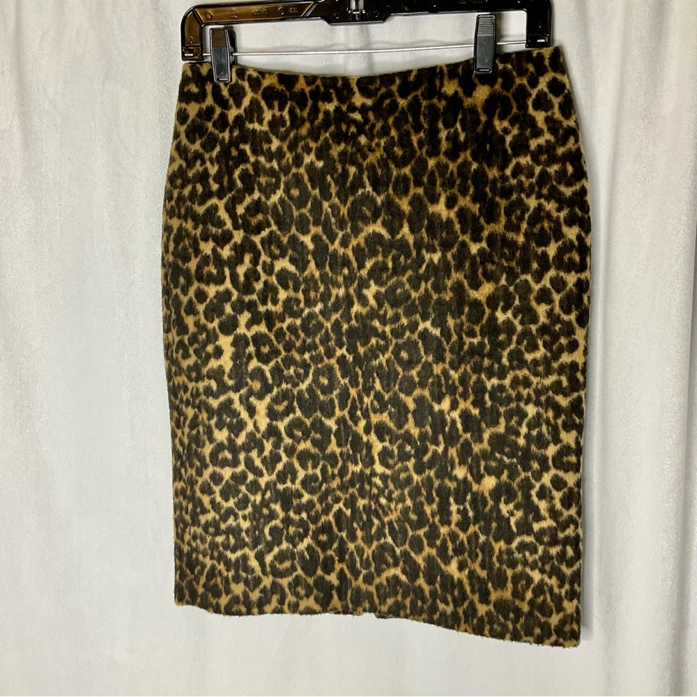 Talbots Leopard Print Pencil Skirt Size 4 Wool Blend